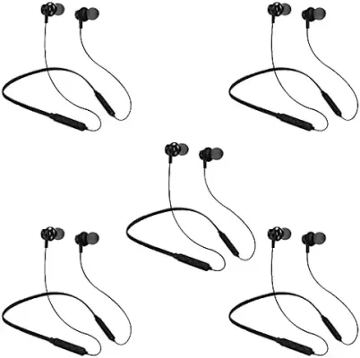 9. TechKing Combo Pack of 5 Items - Neckband Bluetooth Wireless Headphone (1 Year Warranty)