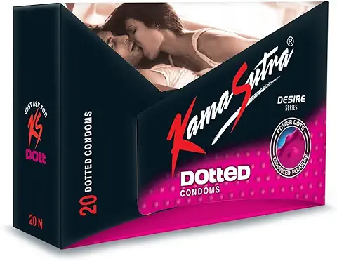 2. KamaSutra Dotted Condom for Men | Power Dots Ensure Extra Stimulation and Intense Orgasms | Combo Pack of 20