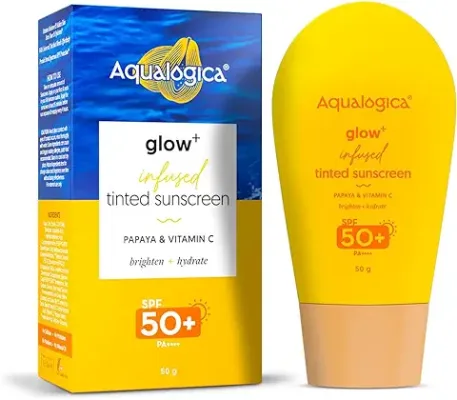6. Aqualogica Glow+ Infused Tinted Sunscreen SPF 50+ PA++++