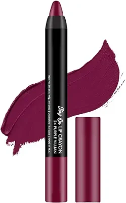13. Swiss Beauty Matte Long Lasting Crayon Lipstick| Smudge Proof And Waterproof | For Hydration And Moisturization | Shade- Purple Villain, 3.5G