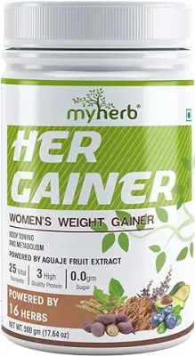 2. MYHERB Women's Weight Gainer,Her Gainer With 16 Herbs,4 High Qaulity Protien,For Increase Breast Muscle and Weight Gainer With Mass Gainer And Muscle Growth For Women Chocolate Flavour (500 Gm)