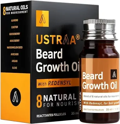 3. Ustraa Beard Growth Oil - 35ml - More Beard Growth, With Redensyl, 8 Natural Oils including Jojoba Oil, Vitamin E, Nourishment & Strengthening, No Harmful Chemicals