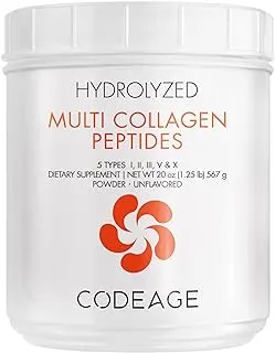 Codeage Multi Collagen Protein Powder Peptides, 2-Month Supply, Hydrolyzed, Type I, II, III, V, X Grass Fed All in One Sup...