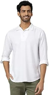 KINGDOM OF WHITE Wander Full Sleeve Kurta Shirt for Men with Polo Collar | Cotton Linen Blend | Fusion Kurta | Casual Wear...