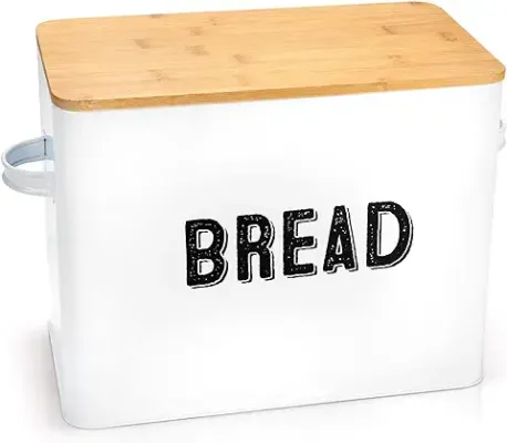 7. Granrosi Large White Bread Box for Kitchen Countertop