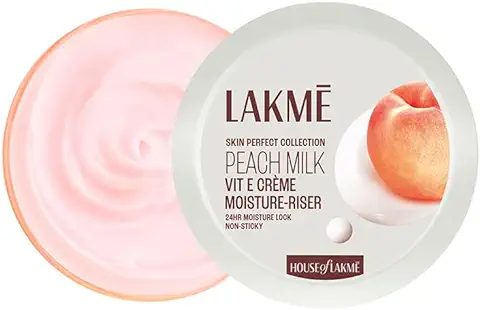 9. Lakme Peach Milk, Soft Creme Face Moisturizer, 100g, for Soft, Glowing Skin, with Vitamin E & Peach Milk Extract, 24Hr Moisture Lock, Lightweight, Non-Sticky, Non-Oily, All Skin Types
