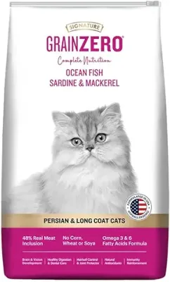 12. Grain Zero Signature Persian And Long Coat Cat Dry Food - 1.2 Kg - Ocean Fish, Sardine And Mackeral | Omega 3 & Omega 6, Fatty Acids Formula,All Life Stages,Pack of 1