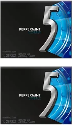 1. 5 Cobalt Peppermint, Sugar Free Gum, 15 Sticks, 2 x 40.5 g