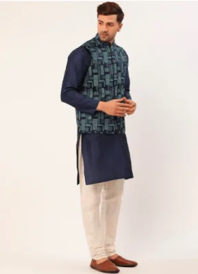 Jompers Blue & Cream Kurta Set