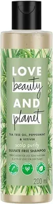 2. Love Beauty & Planet Tea Tree, Peppermint & Vetiver Shampoo for Scalp Purification | Sulfate Free, 200ml