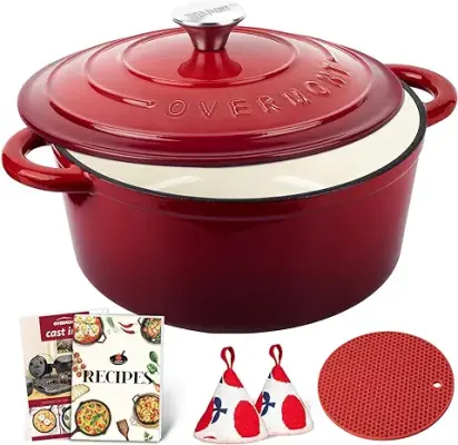 9. Overmont Enameled Cast Iron Dutch Oven