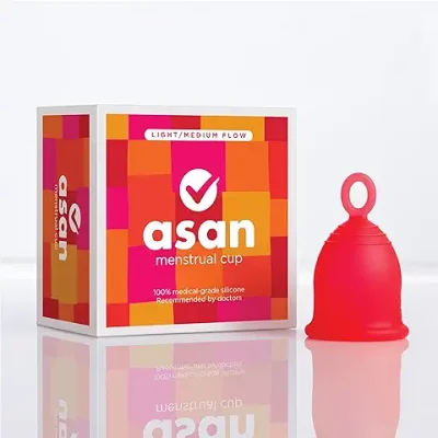 3. Asan Menstrual Cup - Easiest Cup to Insert & Remove I Special Ring Design | Premium Medical Grade Silicone I Designed in The USA (Light/Medium Flow)