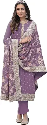 11. RUDRAPRAYAG Women's Net Semi Stitched Anarkali Salwar Suit