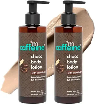 8. mCaffeine Deep Moisturizing Choco Body Lotion for Dry Skin (Pack of 2) | All Season Moisturizer for Body with Cocoa Butter & Shea Butter | Non-Sticky Body Lotion for Women & Men (500ml)