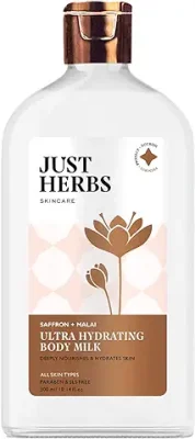 4. Just Herbs Saffron + Malai Nourishing Body Milk Lotion