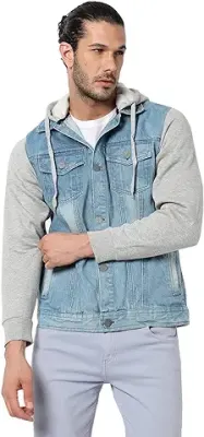 14. Campus Sutra Men's Cotton Denim Jacket Regular Fit For Casual Wear | Full Sleeve | Button Closure | Latest Stylish Wear Denim Jacket Crafted With Comfort Fit For Everyday Wear