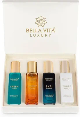 3. Bella Vita Luxury Unisex Eau De Parfum Gift Set 4 x 20ml for Men & Women with SKAI, FRESH, WHITEOUD, HONEY OUD Perfume|Long Lasting EDP Fragrance Scent
