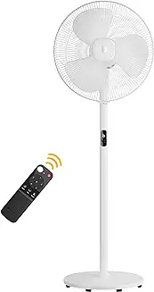3. Atomberg Renesa 400mm Pedestal Swing Fan | Silent BLDC Fan with LED Display and 6 Speed | Remote Control with Timer & Sleep Control | 1+1 Year Warranty (Snow White)