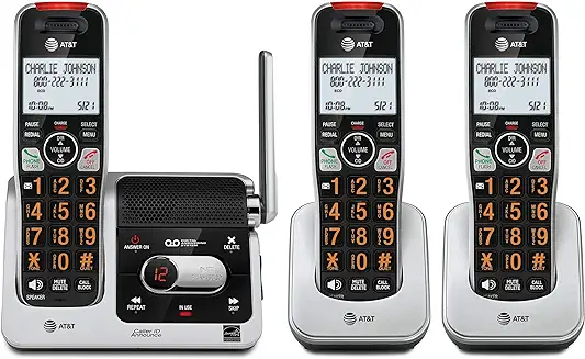 2. AT&T BL102-3 DECT 6.0 3-Handset Cordless Phone for Home with Answering Machine