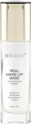 11. Swiss Beauty Real Makeup Base Highlighting Primer| Skin-Hydrating Poreless Primer With Natural Glow Finish For Face Makeup |Shade - Golden-Tint, 32Ml