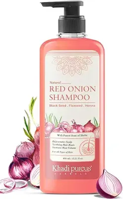 9. PUREUS Khadi Herbals Shreekesha Red Onion Shampoo