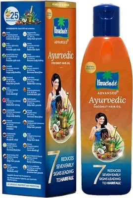 8. Parachute Advansed Ayurvedic Coconut Hair Oil With Neem, Amla, Bhringraj & 22 Natural Herbs | Reduces Dandruff, Thinning & Prevents Hairfall | 400ml