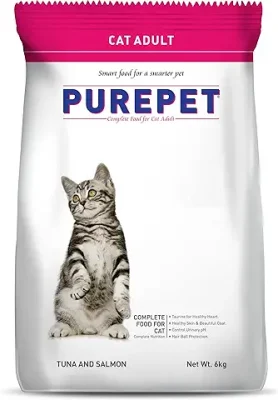 6. Purepet Tuna and Salmon Adult Cat Dry Food, 6 kg