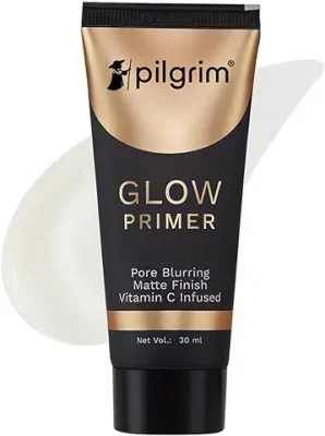 13. Pilgrim Glow Primer Lightweight Gel Based Velvety Matte Finish, Blurs Pores, Vit C+E Infused
