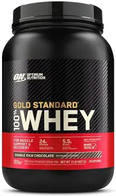 1. Optimum Nutrition (ON) Gold Standard 100% Whey (2 lbs/907 g) (Double Rich Chocolate) Protein Powder for Muscle Support & Recovery, Vegetarian - Primary Source Whey Isolate