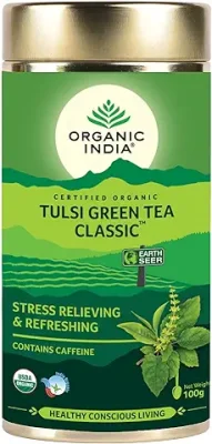 9. Organic India Classic Tulsi Green Tea, 100 gm