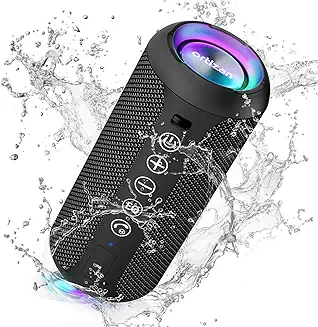3. Ortizan Portable Bluetooth Speakers, IPX7 Waterproof Wireless Speaker with 24W Loud Stereo Sound, Deep Bass, Bluetooth 5.3, RGB Lights, Dual Pairing, 30H Playtime for Home, Outdoor, Party