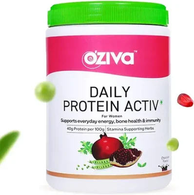 4. OZiva Daily Protein Activ for Women | Best Protein Powder for Women with 120g Protein, Probiotics, Shatavari for Increased Energy Levels, Bone Health and Hormonal Balance (Chocolate 300 g)