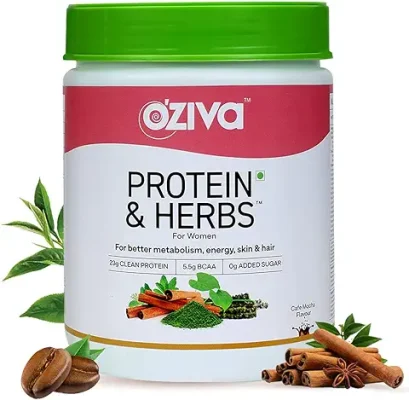 7. OZiva Protein & Herbs for Women, Cafe Mocha 500g|Natural Protein Powder for Women for Weight Control, Better Metabolism & Hormonal Balance |Multivitamins, 23g Whey Protein, Ayurvedic Herbs, Certified