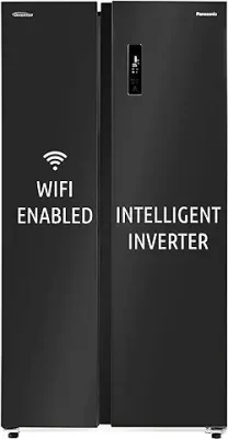 15. Panasonic 592 L Wifi Inverter Frost-Free Side by Side Refrigerator (NR-BS62MKX1, Black, Stainless Steel Finish)