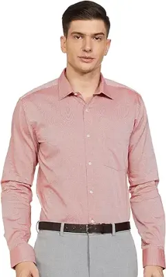 14. Park Avenue Men's Pure Cotton Structure Pattern Slim Fit Semi Cutaway Collar Full Sleeve Formal Shirt
