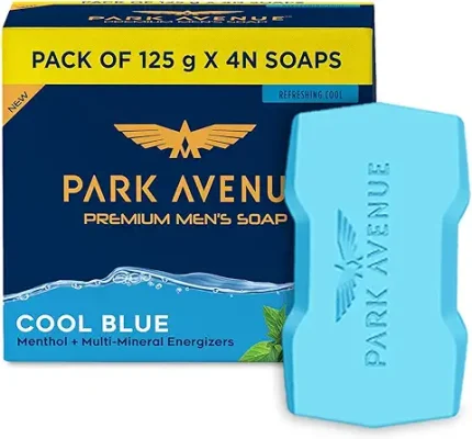 9. Park Avenue Premium Men's Soaps for Bath - Cool Blue | 125g (Pack of 4) | Menthol & Mineral Energizer | Grade 1 Soap | For All Skin Types