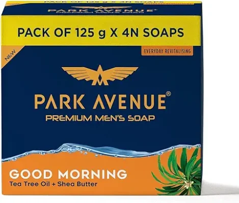 7. Park Avenue Premium Men's Soaps for Bath - Good Morning | 125g (Pack of 4) | Enriched with Tea Tree Oil & Shea Butter | Grade 1 Soap | For All Skin Types