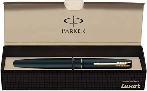 5. Parker Frontier Matte Black GT Fountain Pen (Gold Nib), Refillable, Gold Trim (1 Count, Pack of 1, Ink - Blue), Premium Choice for Writers and Professionals