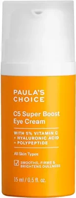8. Paula's Choice C5 Super Boost Eye Cream with 5% Vitamin C, Hyaluronic Acid & Peptides, for Puffy Eyes, Dark Circles, Fine Lines & Crow's Feet, 0.5 Fl Oz