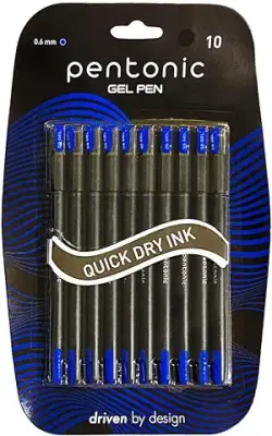 10. Pentonic 0.6 mm Gel Pen Blister Pack | Blue Ink | Set of 10