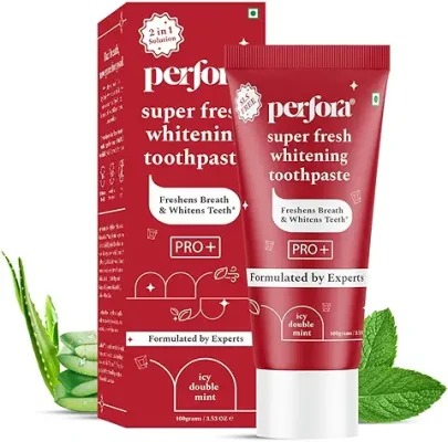 6. Perfora Super Fresh Toothpaste - 100 gms | Enamel Safe Teeth Whitening Toothpaste for Men & Women | Formulated With ImerCare Perl White | Helps Prevent Bad Breath | SLS Free