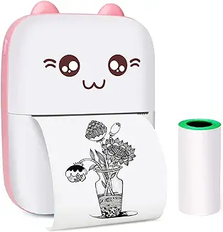 1. PeriPeri Mini Thermal Printer, Inkless Bluetooth Pocket Printer for Prints Picture List Memo Receipt Tags Barcode Labels Compatible with iOS, Android (Pink)