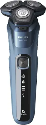 2. PHILIPS Electric Shaver S5582/20 - SenseIQ Technology - Power Adapt sensor 360-D Flexing heads Integrated pop-up trimmer, Wet & Dry shave, Steel Precision blades, Blue