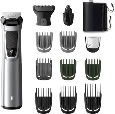 11. Philips Multi Grooming Kit MG7715/65, 13-in-1 (New Model), Face, Head and Body - All-in-one Trimmer for Men Power adapt technology for precise trimming, 120 Mins Run Time with Quick Charge