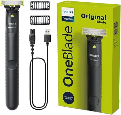 3. Philips OneBlade Hybrid Trimmer and Shaver with Dual Protection Technology for No Nicks and Cuts as Blade Never Touches Skin (New Model) QP1424/10