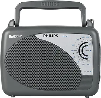 5. Philips Radio DL167/94 with MW/SW/FM Bands, 2xR20 (UM1),External 3V DC (Optional)
