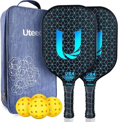 2. Pickleball Paddles Set of 2 - Graphite Surface with High Grit & Spin, USAPA Approved Pickleball Set Pickle Ball Raquette Lightweight Polymer Honeycomb Non-Slip Grip w/ 4 Outdoor Balls & Bag
