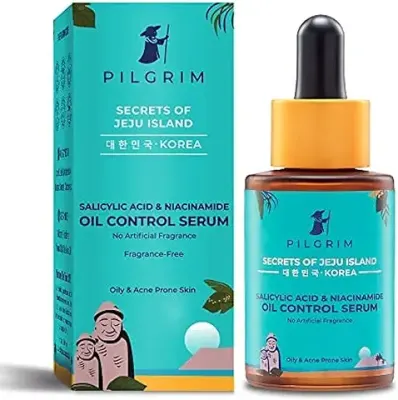 5. Pilgrim 2% Salicylic Acid + 3% Niacinamide Oil Control Serum For Oily & Acne-Prone Skin For Unisex Of All Skin Types, Korean Skin Care, 30ml