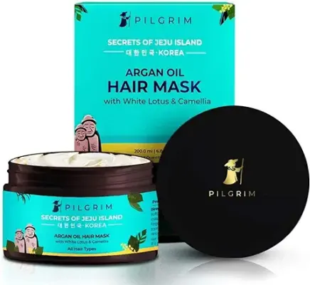 7. Pilgrim Korean Argan Oil Hair Mask for dry & frizzy hair with White Lotus and Camellia