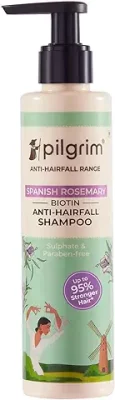 8. Pilgrim Spanish Rosemary & Biotin Anti Hairfall Shampoo for Reducing Hair Loss & Breakage | Upto 95% stronger hairs | Suitable for all hair types | For Men & Women 200ml
